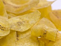 Thin-cut plantain makes crisp chips when baked.