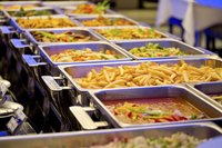 Close-up of catered food.
