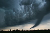 A wide shot of a tornado