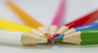 The tips of coloured pencil crayons.