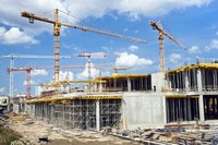 Overview of large construction site