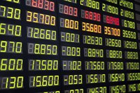 Digital display of stock market board.