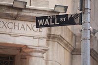 Close-up of Wall Street sign