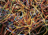 Three-phase power is often designated by a color code, according to country of origin.