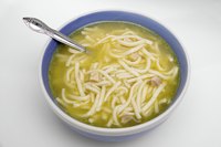 Chicken noodle soup is a staple food for people with a cold or the flu