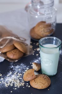 Soft and chewy oatmeal cookies call for a glass of cold milk.