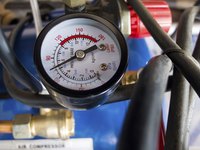 A close-up of a gage measuring air pressure.