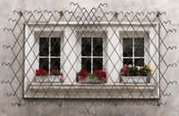 Wrought iron "burglar bars" are often quite attractive.