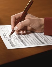 Close-up of loan application.