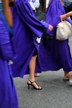 High school seniors getting ready to walk.