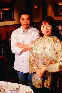 Photo, Asian couple at their restaurant, High res, Color
