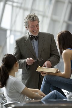 Professor talking with students