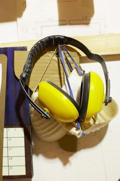 Safety equipment hanging on wall