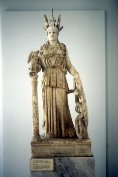 The Athena sculpture exists in replicas,but was last referenced in the 10th century A.D.