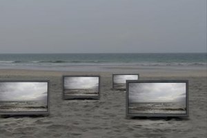 flashfilm/Lifesize/Getty Images Visual media is taking over public spaces, like it took over homes, and television seems to be everywhere.