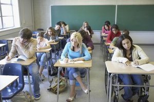 Jack Hollingsworth/Photodisc/Getty Images The ACT English Test assesses students' understanding of grammar, punctuation and rhetorical skills.