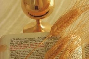 Comstock/Comstock/Getty Images Receiving Communion for the first time is often commemorated with gifts decorated with symbols of wheat and chalices.