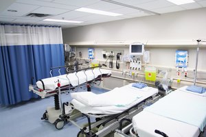 Stretchers and equipment in emergency room