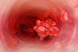 Imagen en 3 dimensiones de una arteria humana y la sangre que circula.