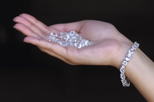 Woman holding diamonds