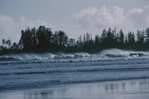 Olas rompiendo en Long Beach, que forma parte de la reserva Pacific Rim National Park Reserve of Canada.