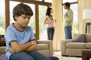Boy and fighting parents