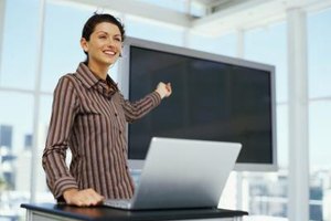 George Doyle/Stockbyte/Getty Images Presentations can include visual elements, such as digital slide shows or handouts, to engage interview audience members.