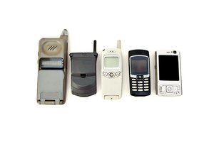 La variedad de teléfono celular de viejo a nuevo.