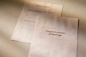 Close-up of final dissolution of marriage and divorce decree document