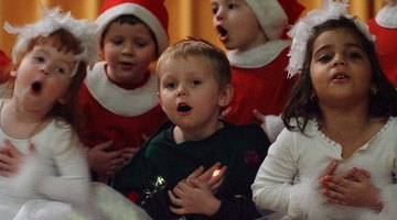 Children sign a song at a Christmas pageant