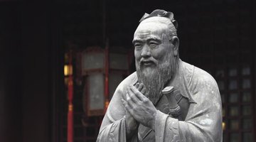 Statue of Confucius outside of temple.