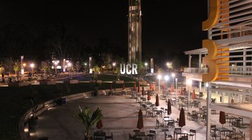  Night shot of the Carillon Bell Tower at UCR from the HUB area