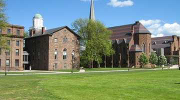 The rear of 'College Row'. From left to right: North College, South College, Memorial Chapel, Patricelli '92 Theater (Not pictured: Judd Hall)