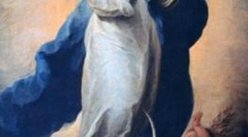 Spanish painters were required to paint Mary with blue and white robes.