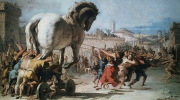 The procession of the wooden horse of Troy painting by Tiepolo