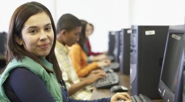 Students working in school computer lab.