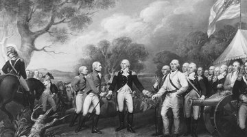 Gen. John Burgoyne surrenders to the Americans after the battle of Saratoga.