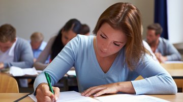 A student taking the ACT in a classroom.