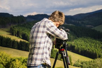 A videographer at work. A videographer at work.