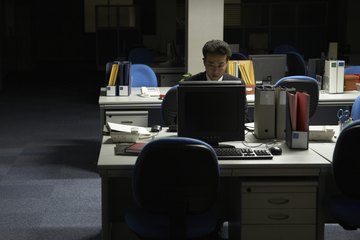 Man working after hours Man working after hours