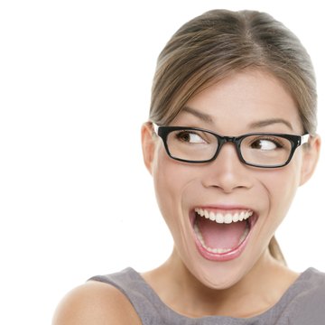 Excited woman looking