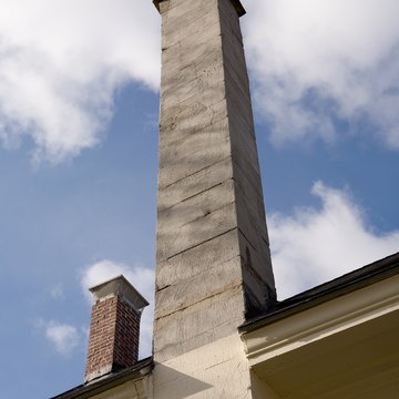 Chimneys on roof of house