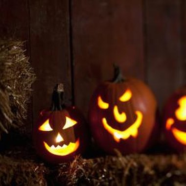 Comstock Images/Comstock/Getty Images Nauvoo's Mullholland Street is lined with carved pumpkins for the Halloween festival.