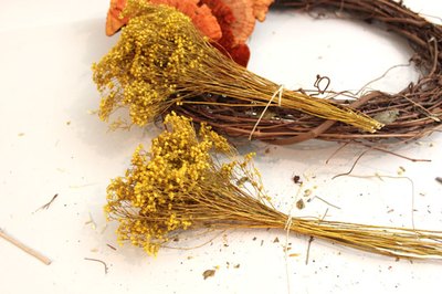Attach dried wildflowers