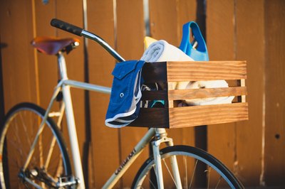 Finished basket on bike ready for summer.