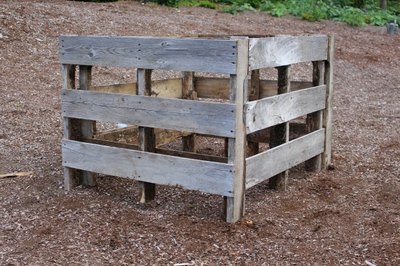 Standing wood pallet garden, ready for planting.