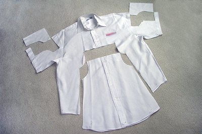Cut the pattern pieces from the shirt.