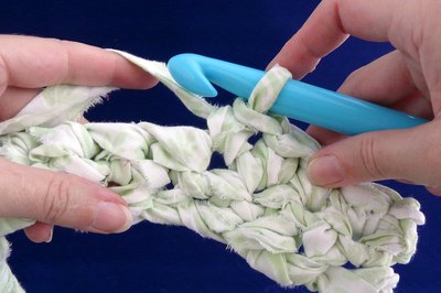 Crocheting into the first row