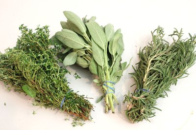 Bundle herbs with rubber bands