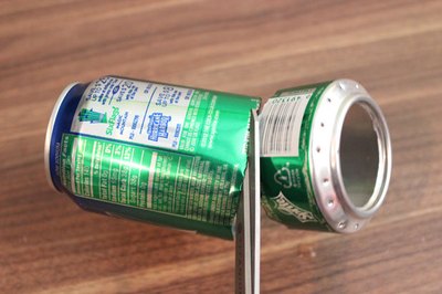 Cut the cans where marked